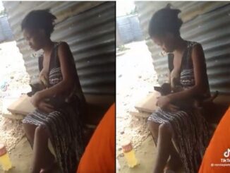 Shocking! Watch the viral of a lady comfortably breastfeeding a dog like a baby