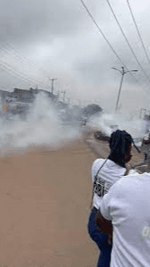 Commotion as Police Teargas, arrest Peter Obi's supporters in Ebonyi state (Video)